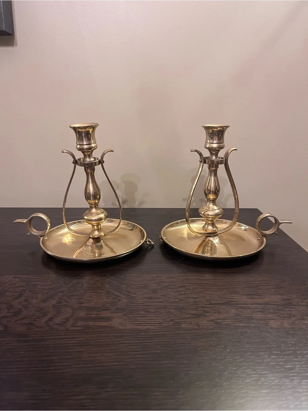 Pair Vintage Sadas Brass Nautical Gimbal Candlestick Holders Rare